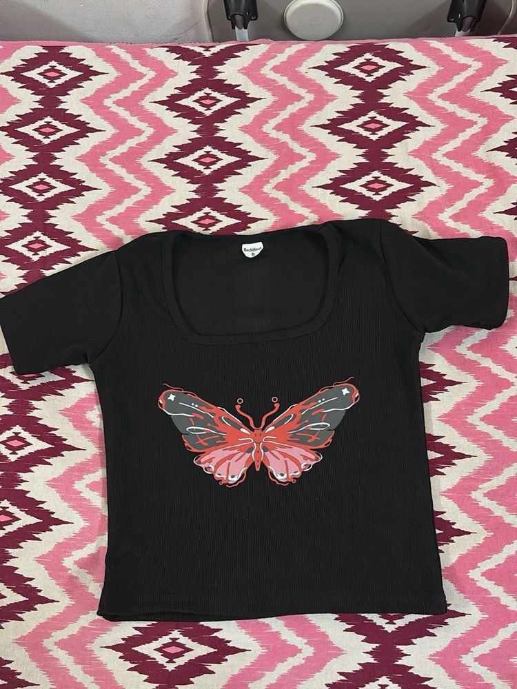 Butterfly Graphic Black T-Shirt