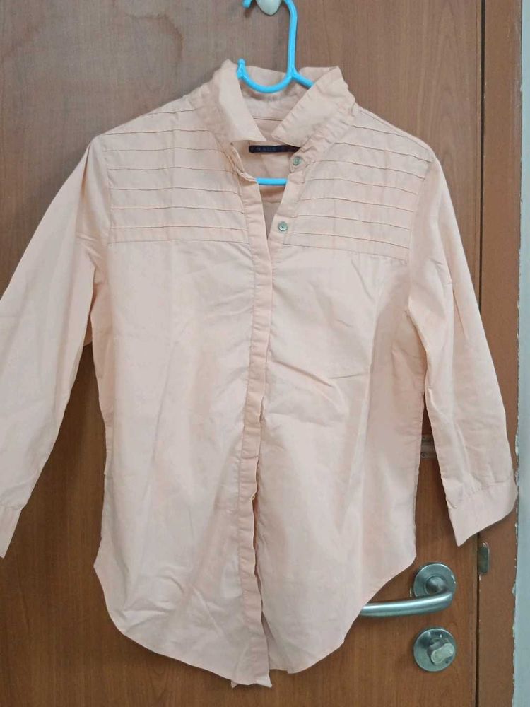 Peach Button-Up Collared Shirt