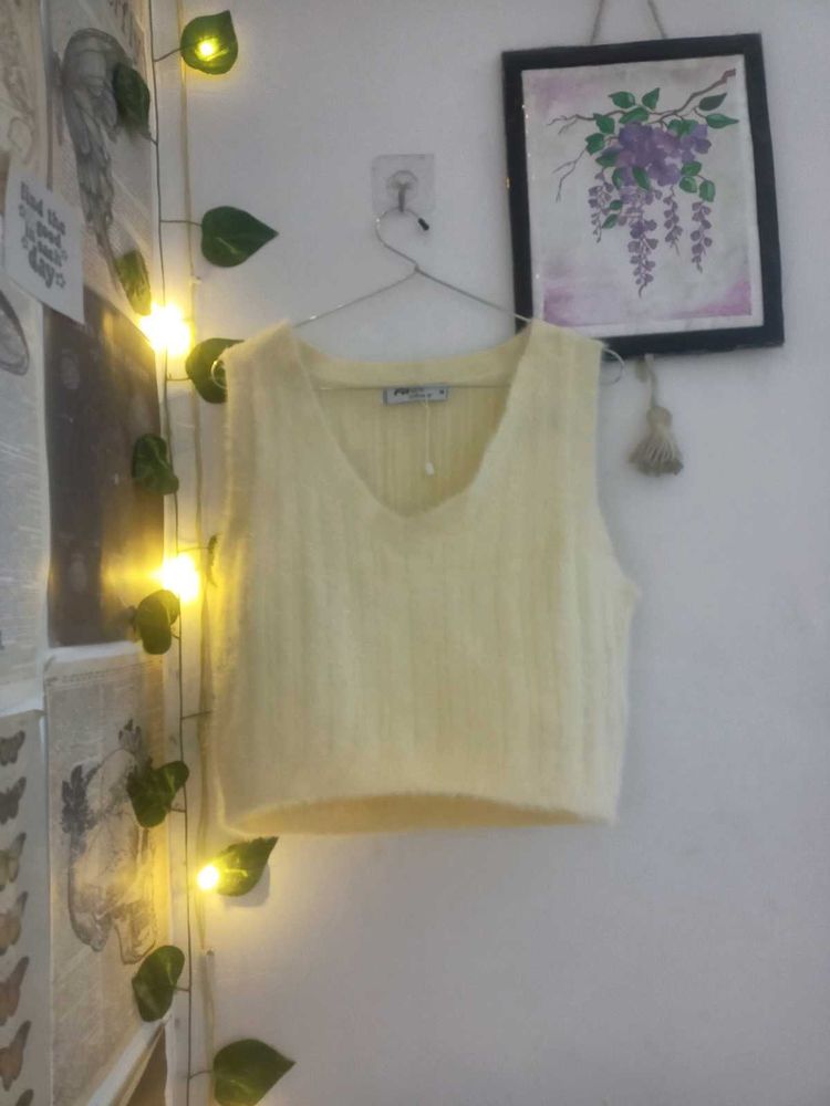 Cozy lemon yellow Knit Vest Top