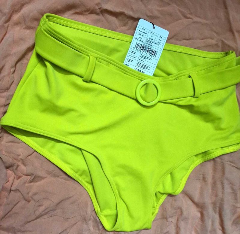 Neon Green High-Waisted Briefs-New with Tags