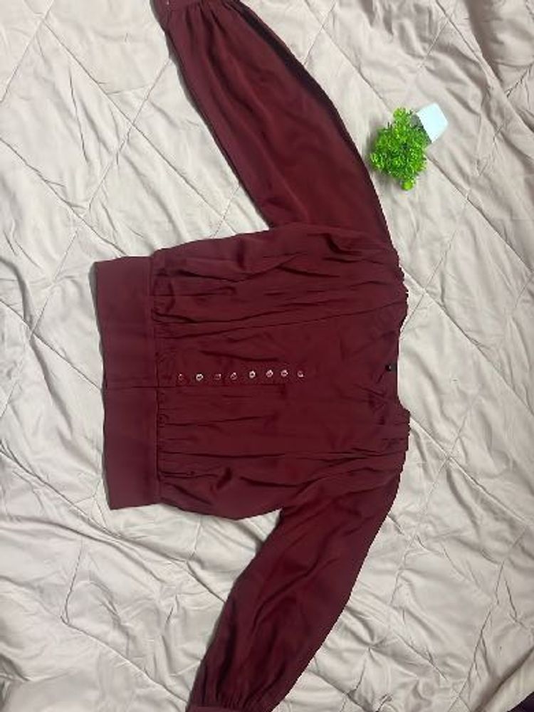 Chic Burgundy Button-Up Blouse