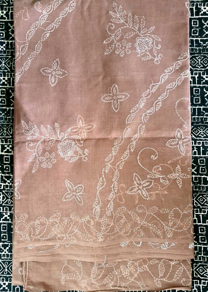 Brand New Embroidered Pure Cotton Saree