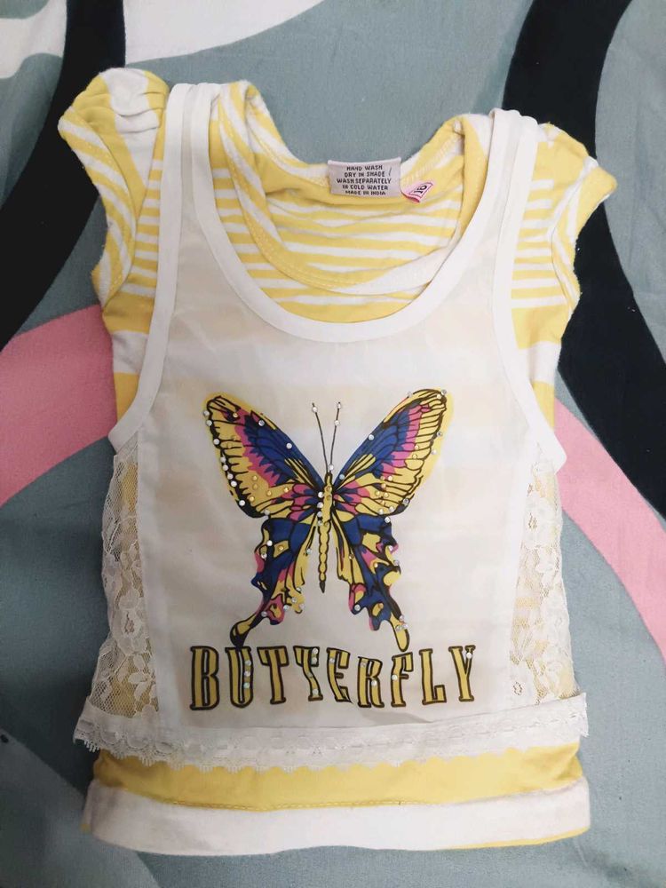 Cute Butterfly Striped T-Shirt