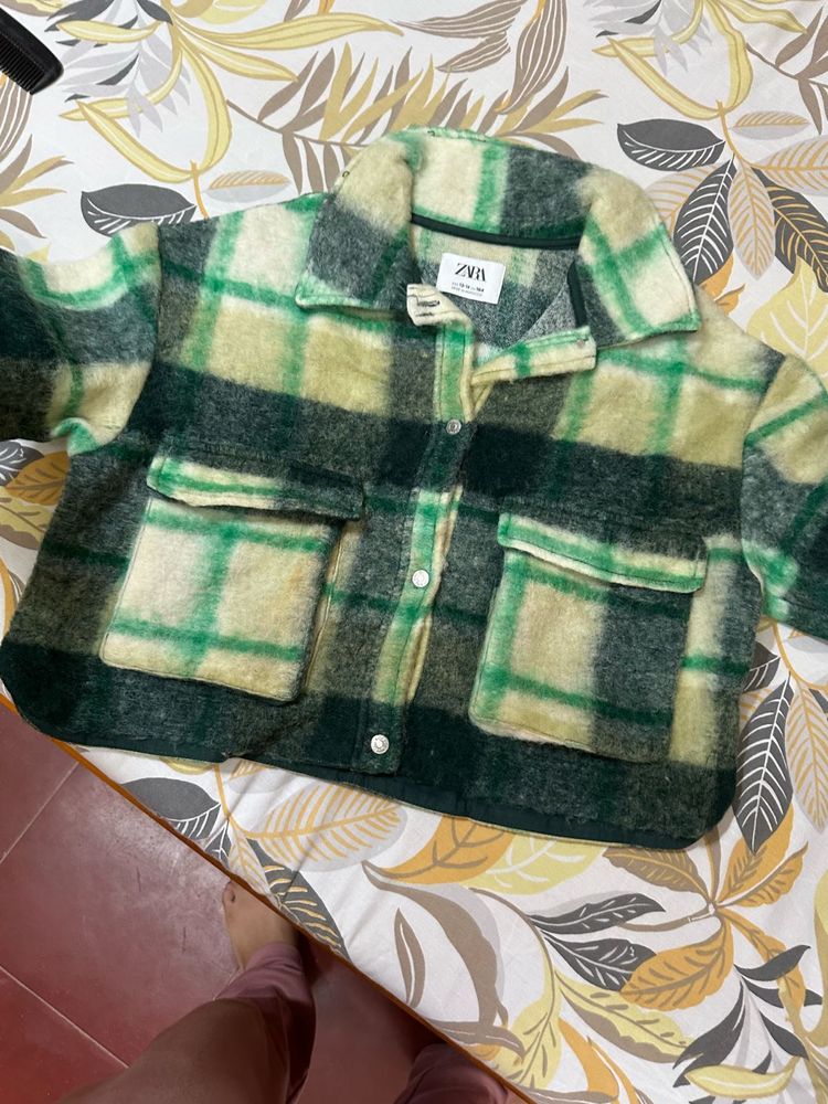 Zara Plaid Shacket Jacket