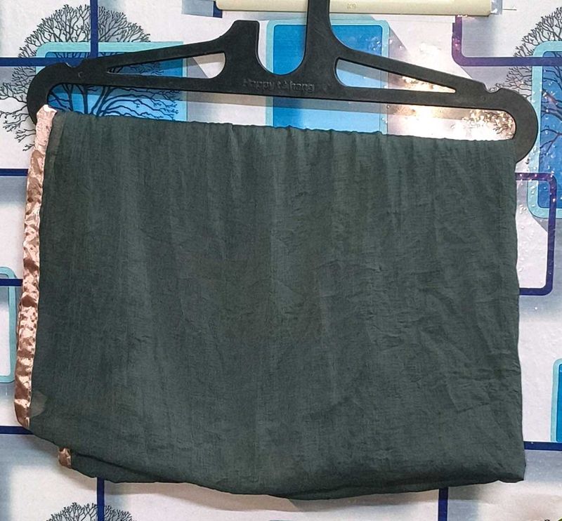 Elegant Green &amp; Gold Dupatta khaki with lace silk
