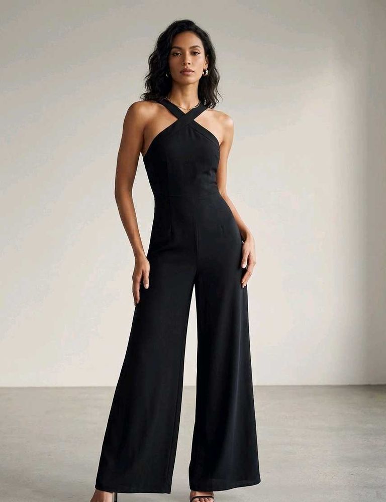 Elegant Black Halter Neck Jumpsuit