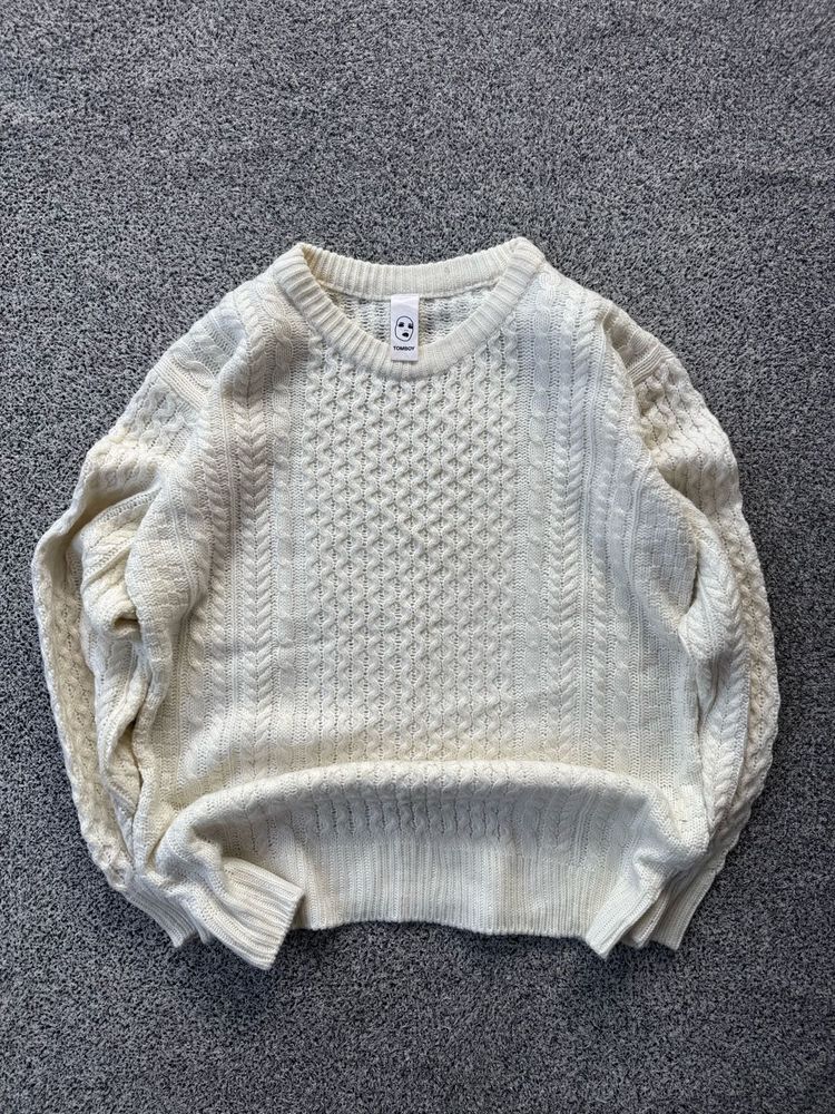 Cream Cable Knit Pullover Sweater
