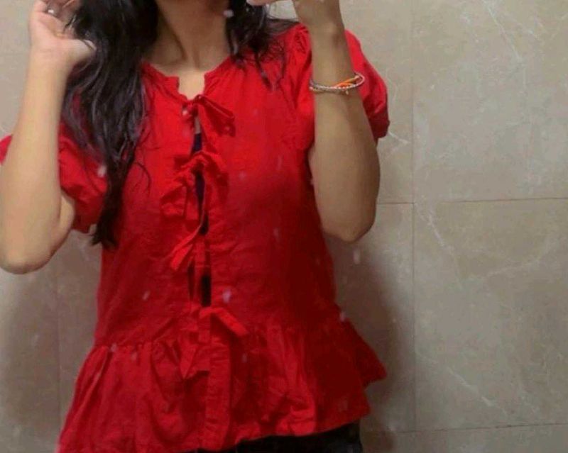 Chic Red Peplum Top