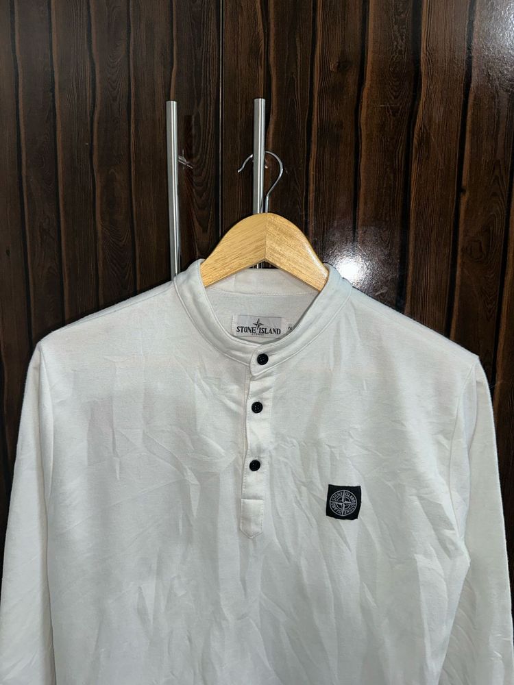 Stone Island White Long Sleeve T-Shirt