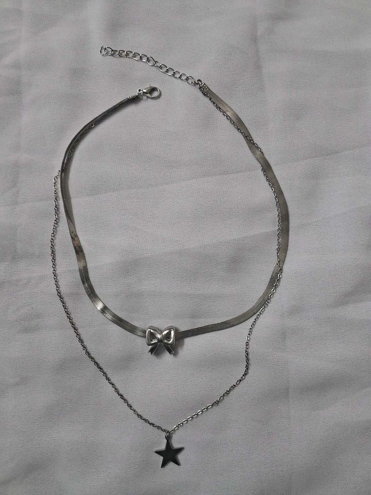 Layered Bow &amp; Star Necklace