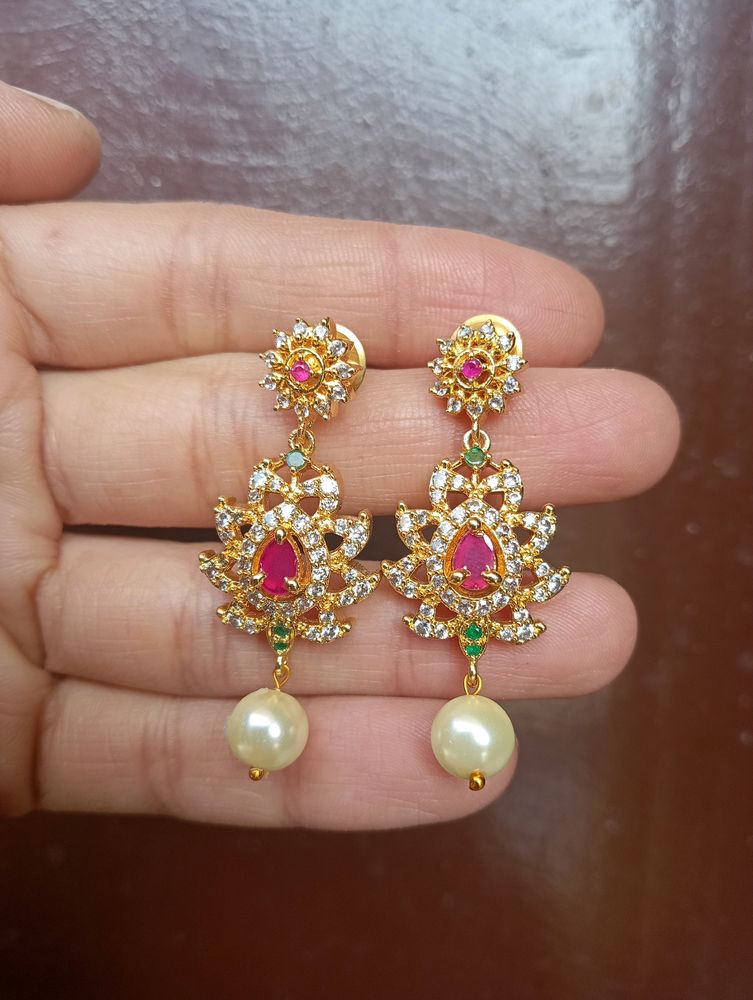 1gram Gold  CZ FINISHING EARRINGS