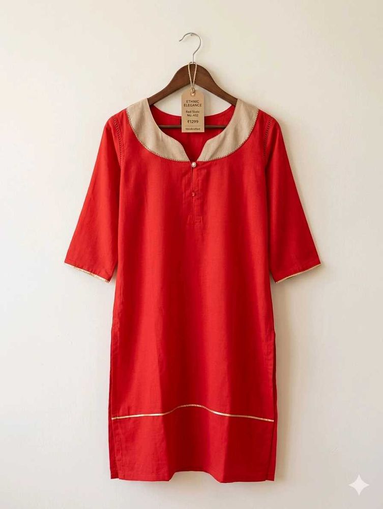 red cotton kurti