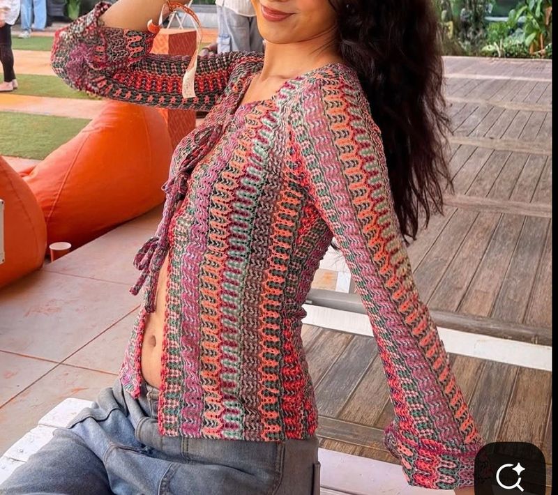 Nefsfinds Crochet Multicolor Knit Top