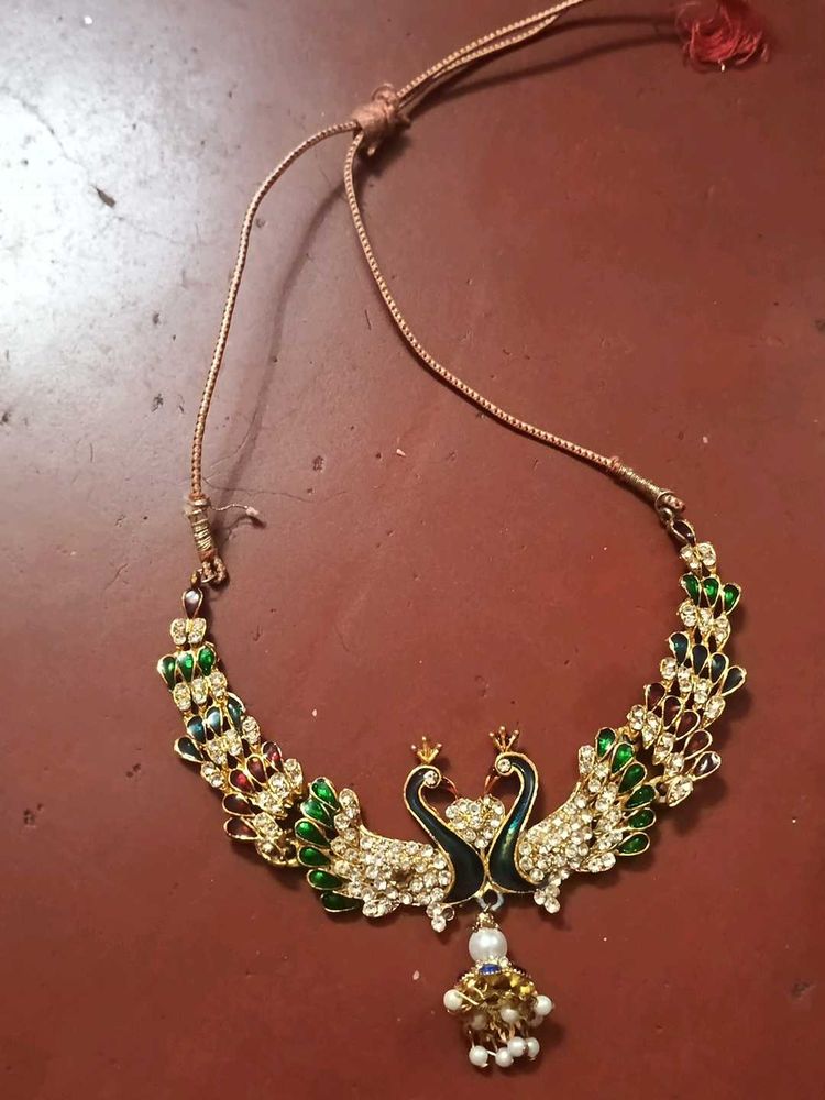 Peacock Design Necklace with Stones