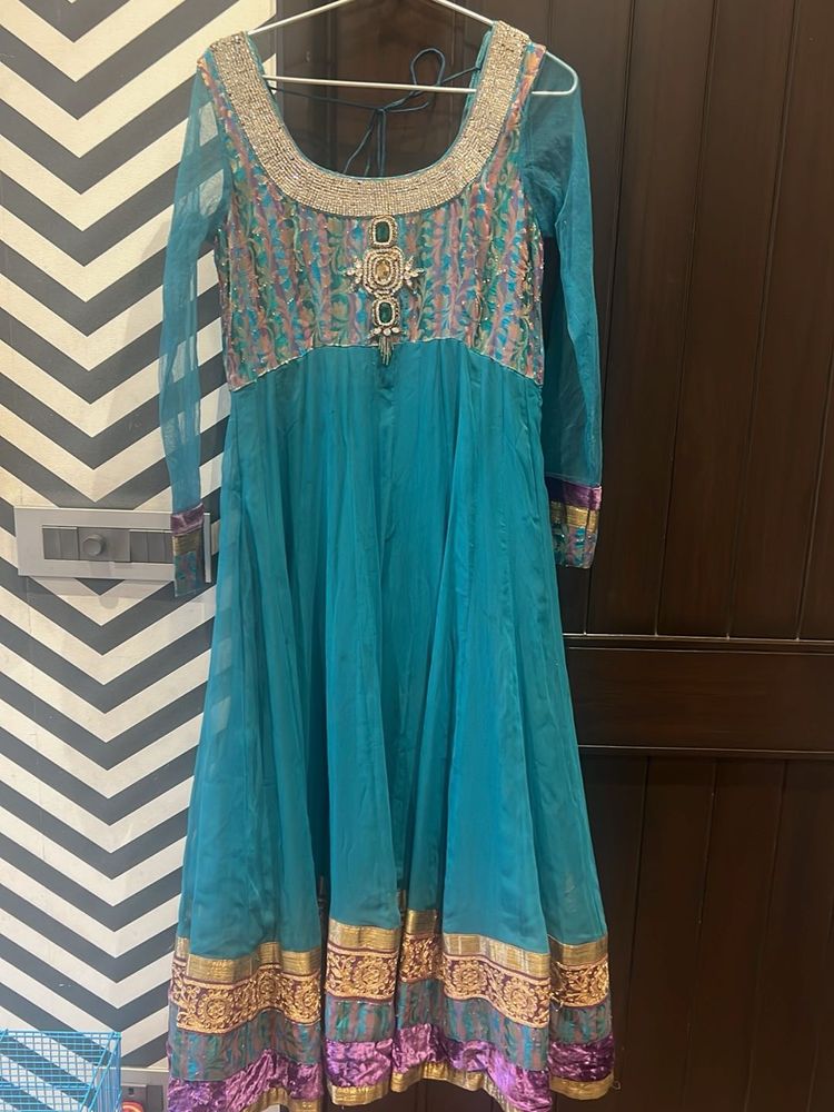 Elegant Teal Anarkali Kurta Set