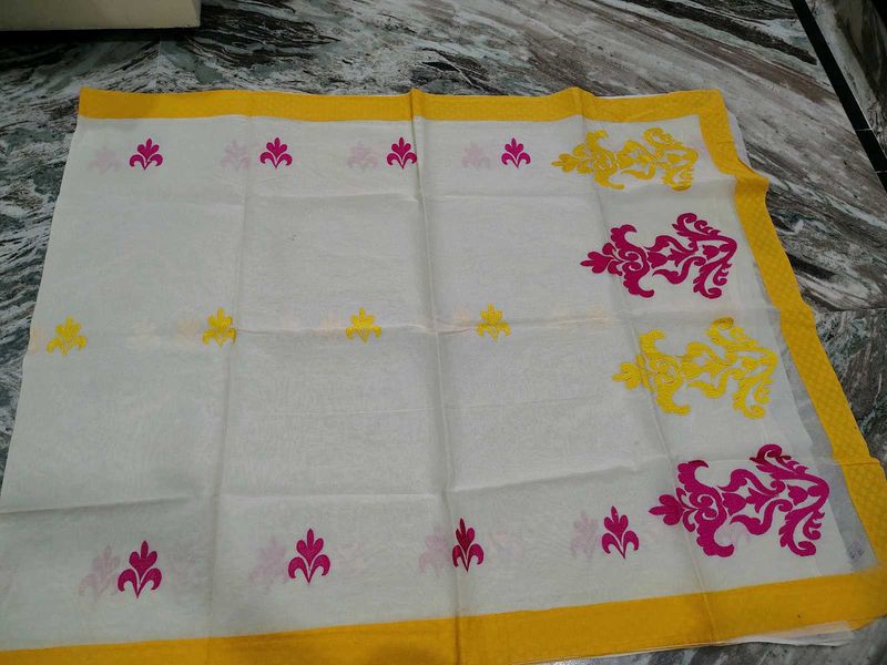 Pure Cotton Embroidery Saree