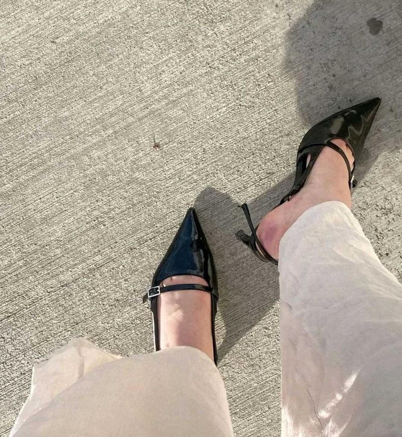 Zara Black Patent Slingback Heels