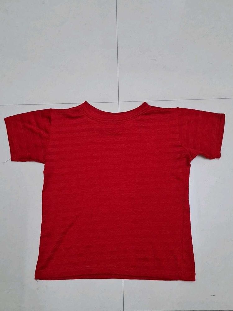 Red Striped Crew Neck T-Shirt