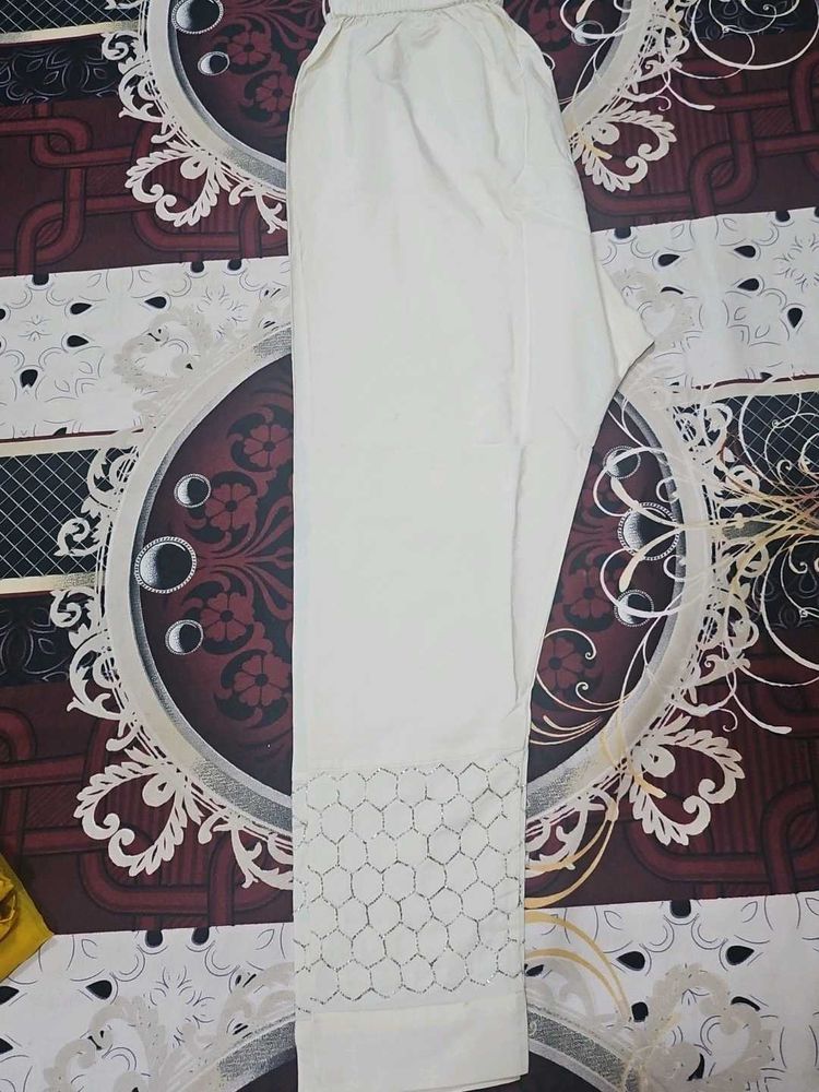 White Lace Detail Salwar Pants