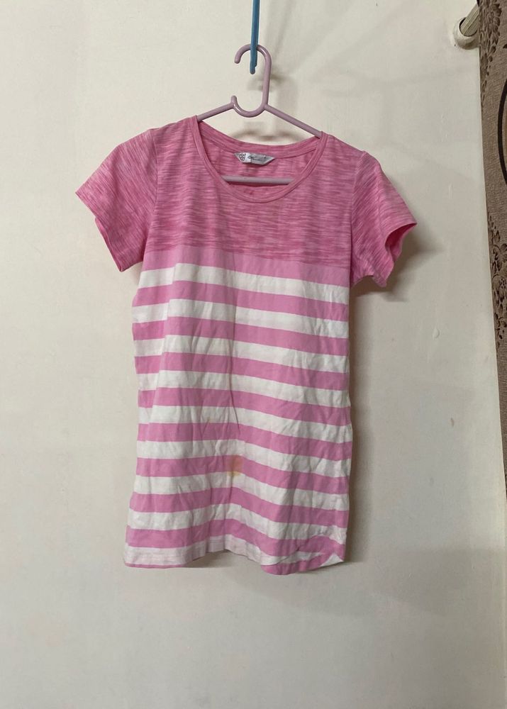Pink &amp; White Striped T-Shirt