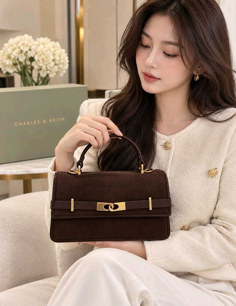 Charles &amp; Keith Arlet Suede Belted Top Handle Bag*