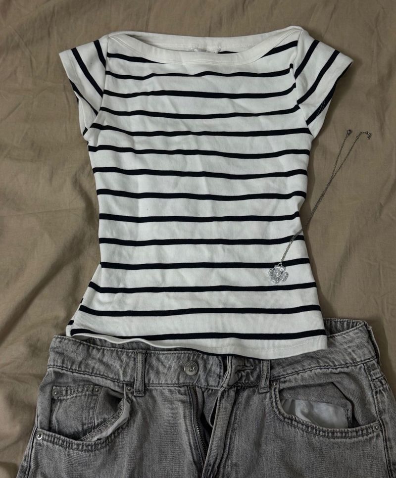 fitted zara stripe top