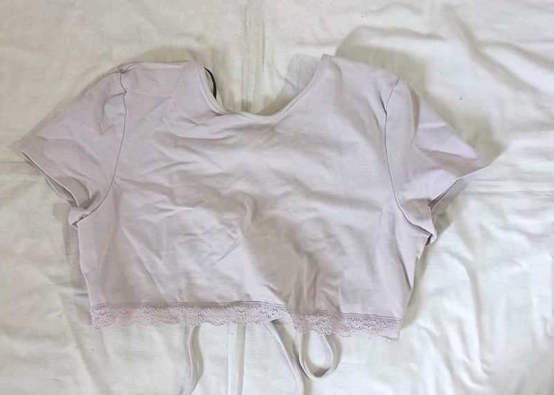 Cute Lace Trim Crop Top