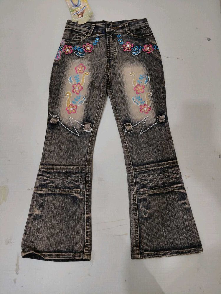 Vintage Y2K Acid Wash Flared Jeans