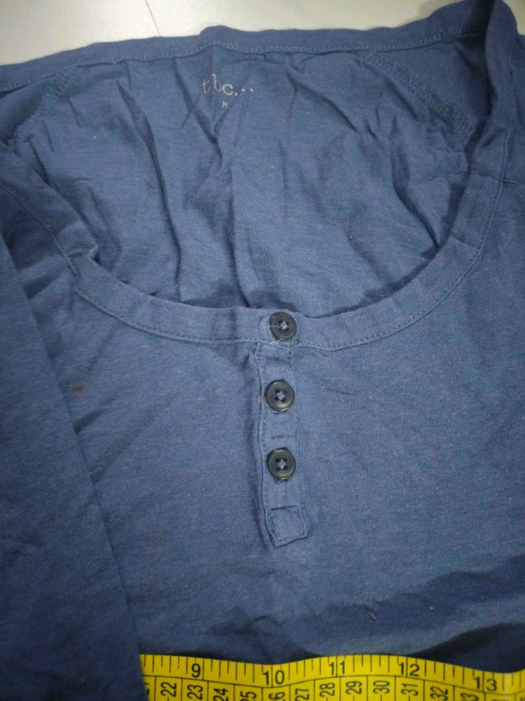 Blue Henley Long Sleeve Top