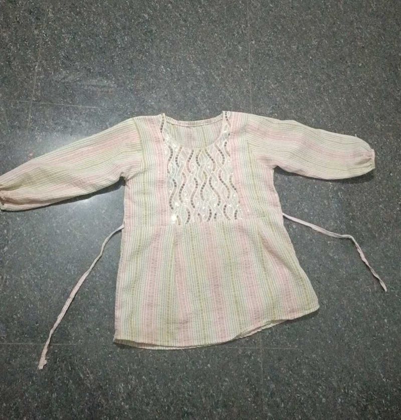 Embellished Striped Kurti