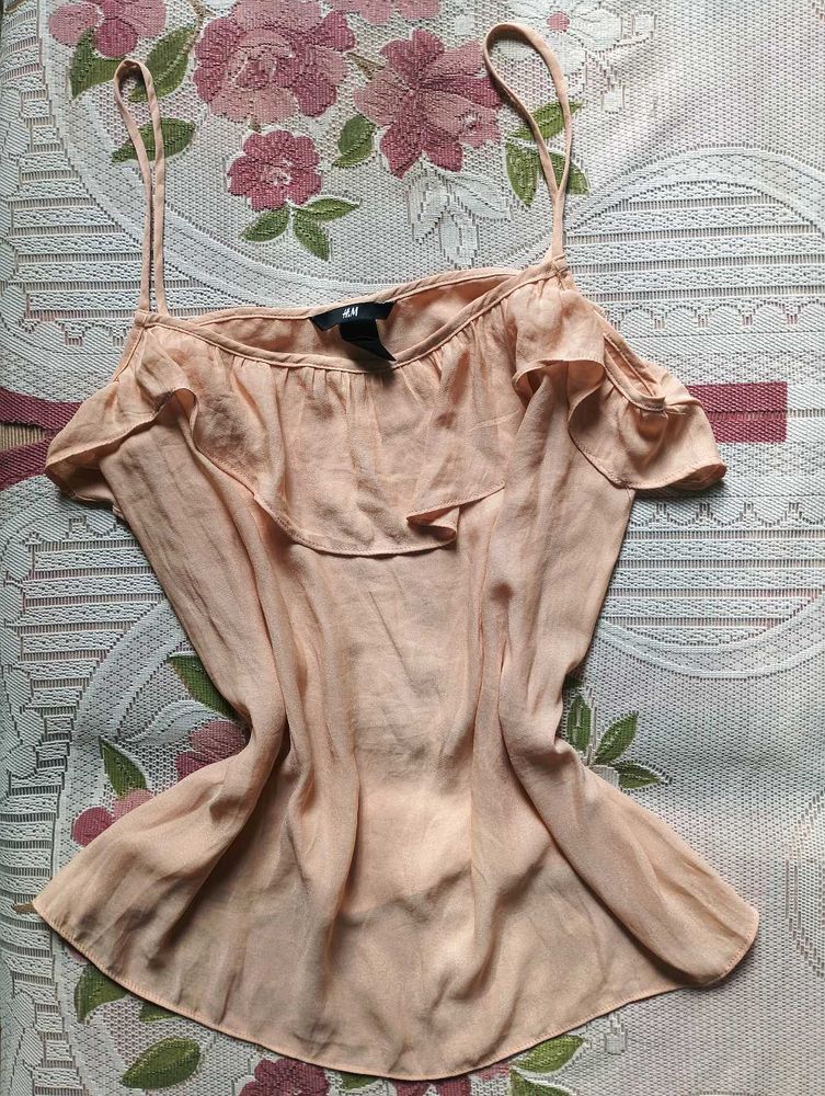 H&amp;M Peach Ruffle Camisole Top