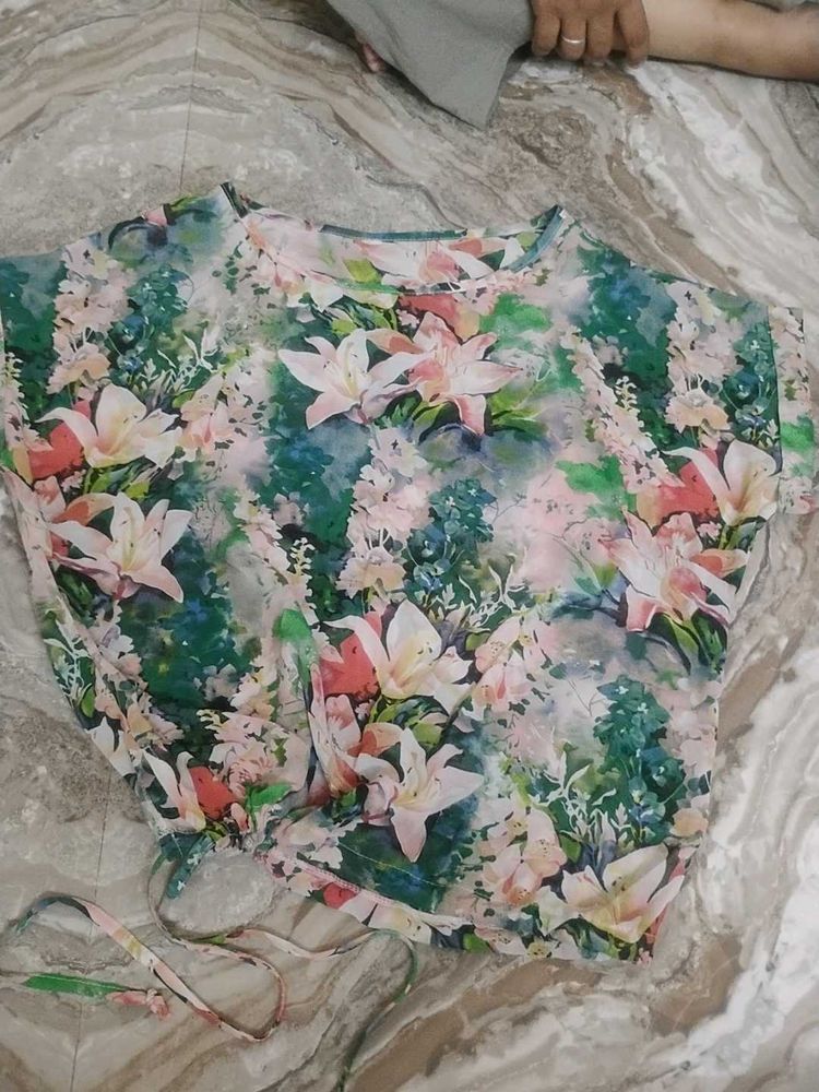 Floral Print Sheer Top