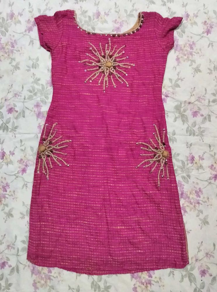 Embellished Pink Kurta