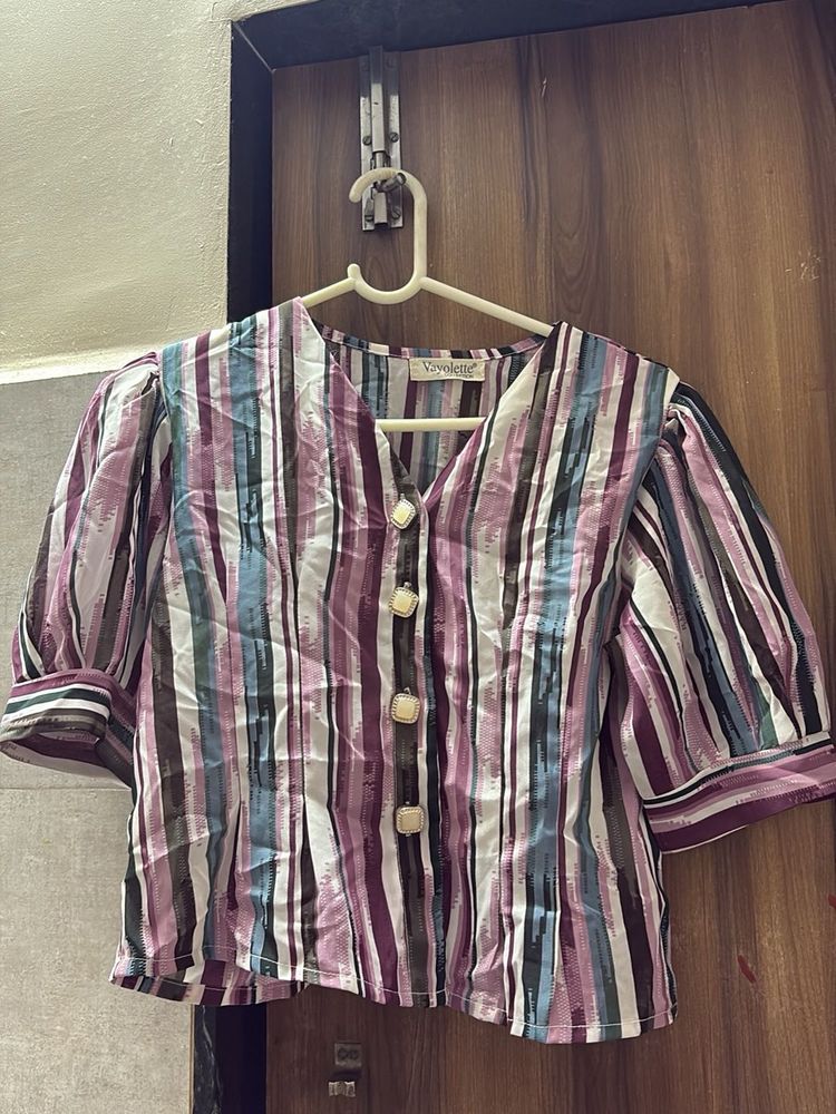 Striped Puff Sleeve top