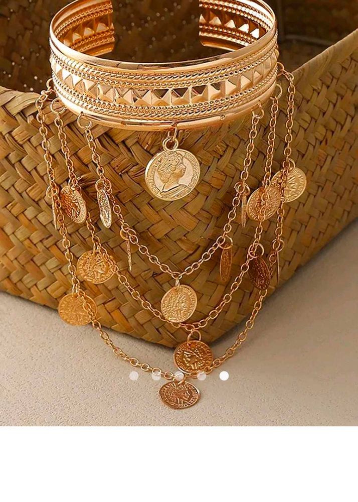 Boho Coin Charm Cuff Bracelet