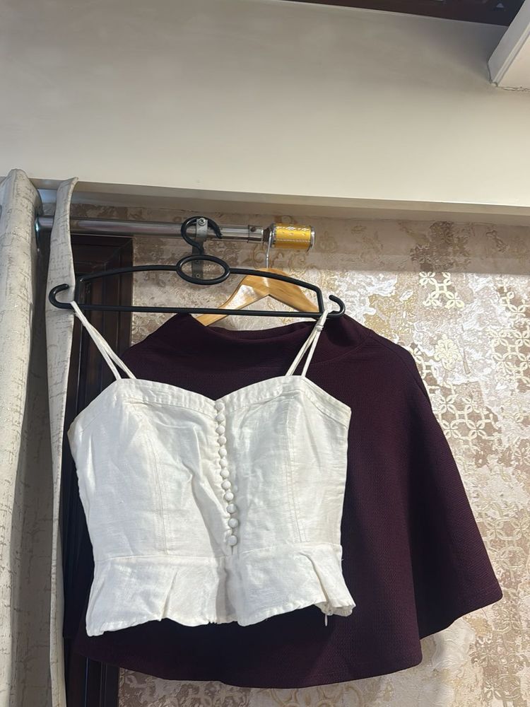FOREVER 21 Stylish Maroon Top + Skirt