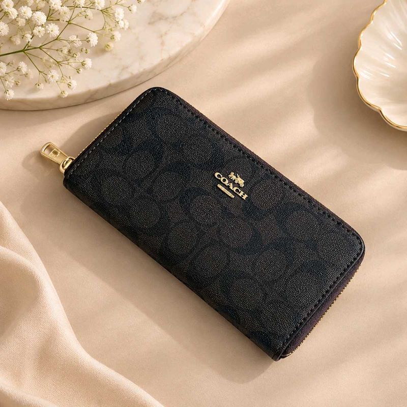 Coach Signature Zip Around Wallet