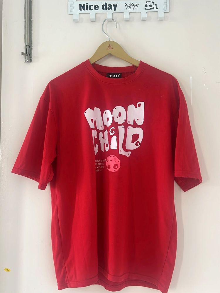 Red "Moon Child" Graphic T-Shirt