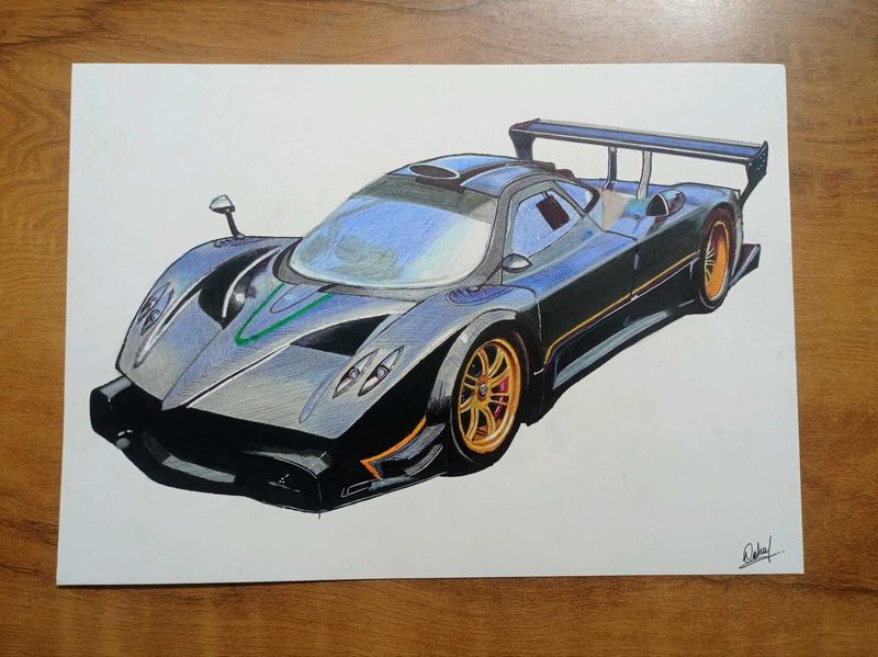 Pagani Zonda Car Drawing
