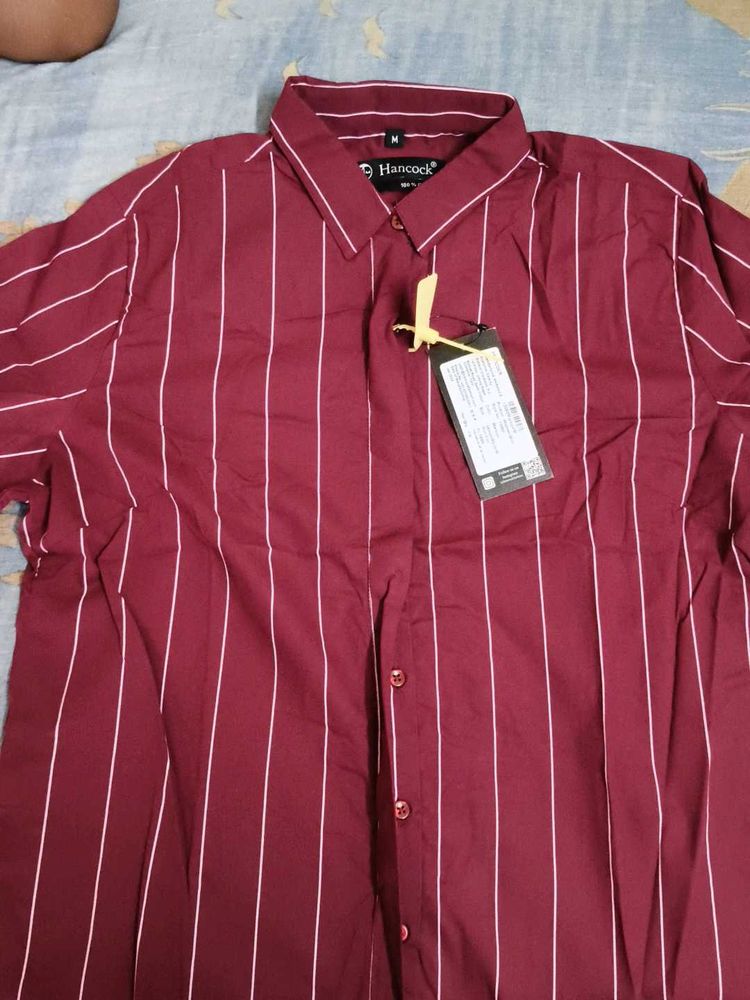Hancock Maroon Striped Shirt - Size M