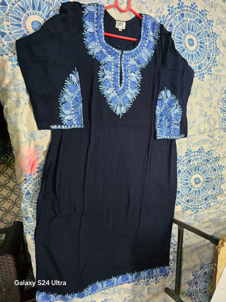 Beautiful Navy Blue Embroidered Kurta