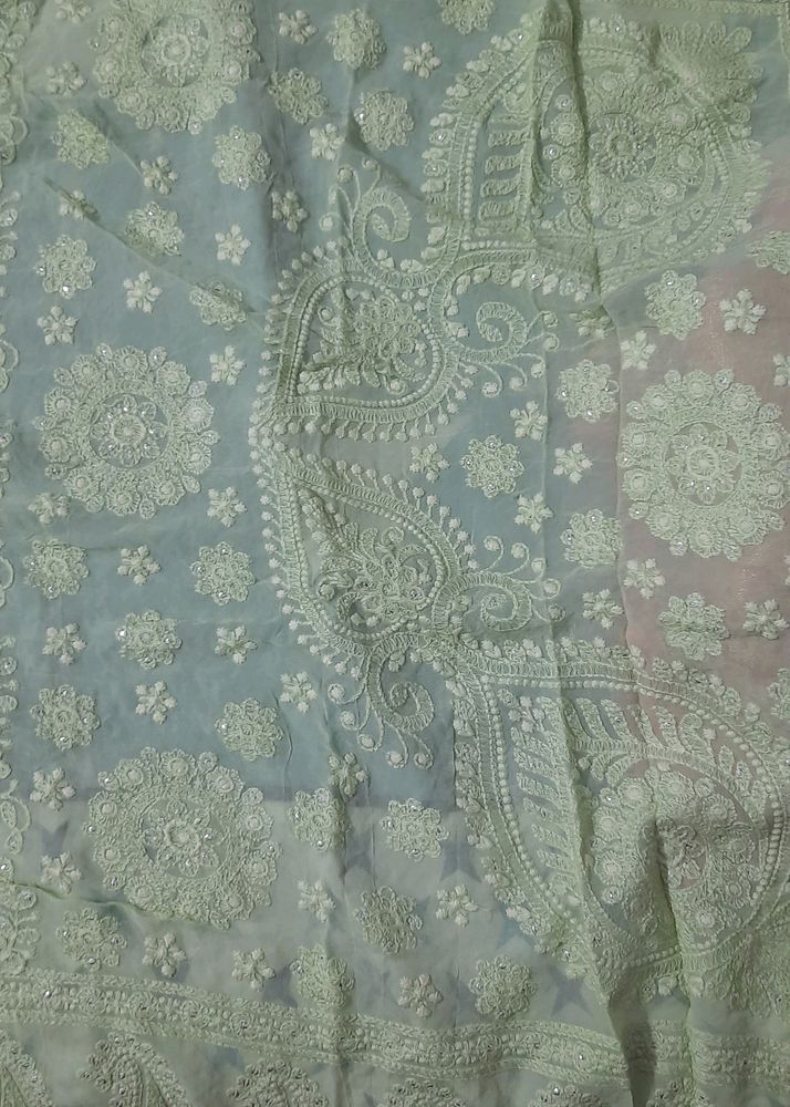 Luckhnawi Pure Georgette Saree With Chinnon Blouse