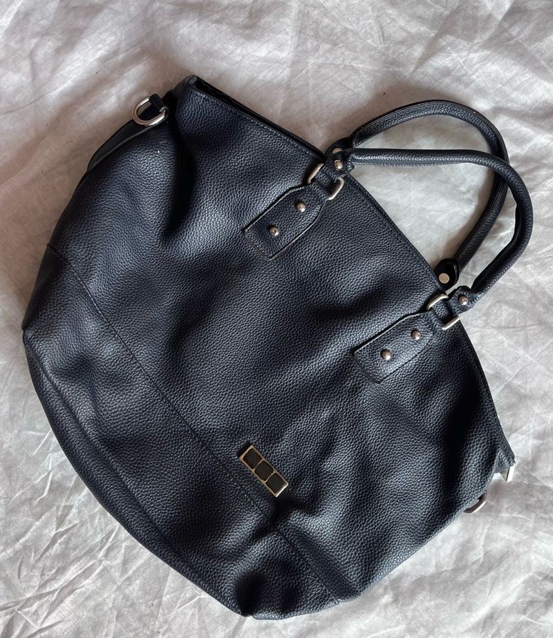 Stylish Dark Blue Faux Leather Hobo Bag