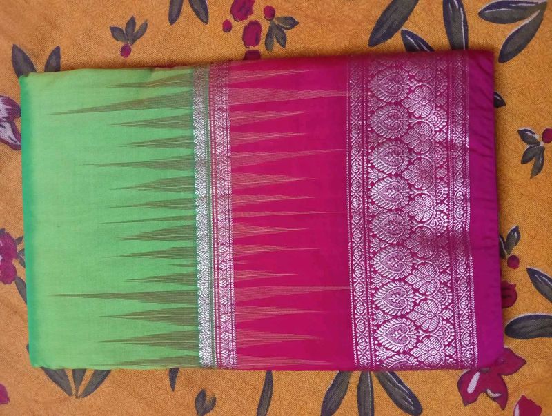 Green &amp; Pink real mysore silk or kanchipuram saree
