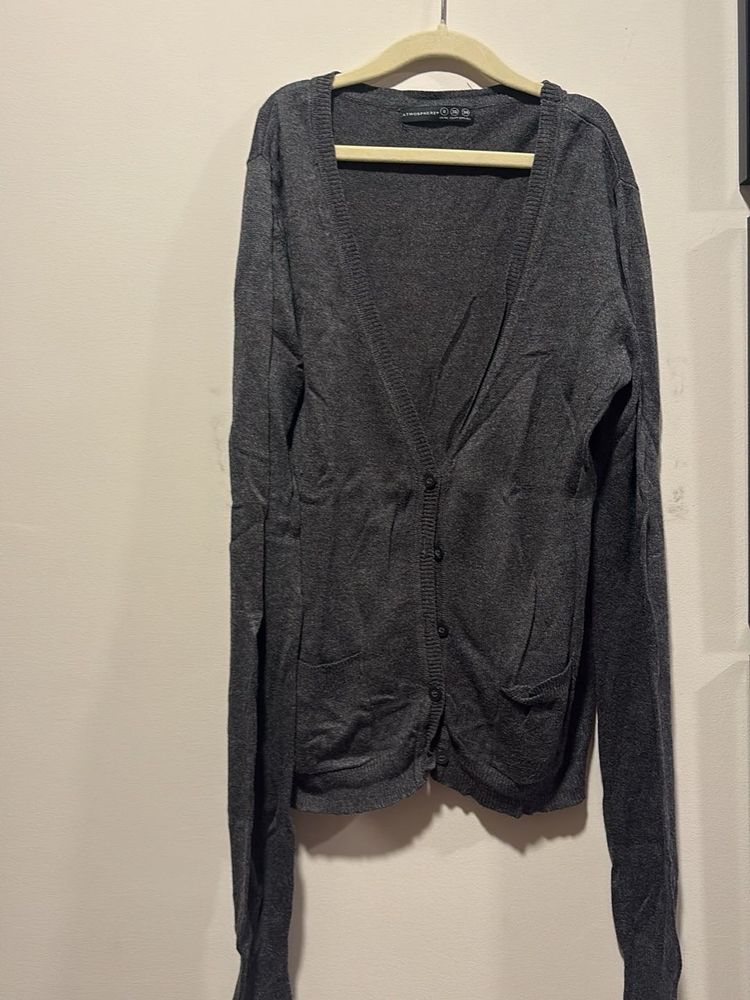 Classic Grey V-Neck Cardigan