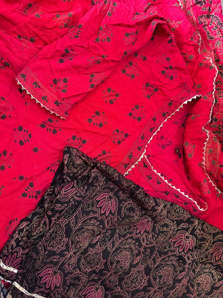 Anarkali Red Kurta Set