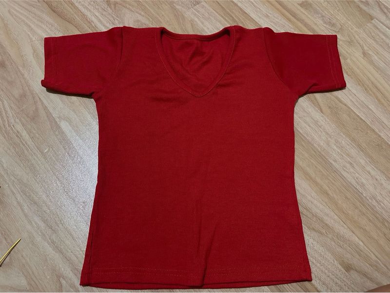 Red V-Neck T-Shirt
