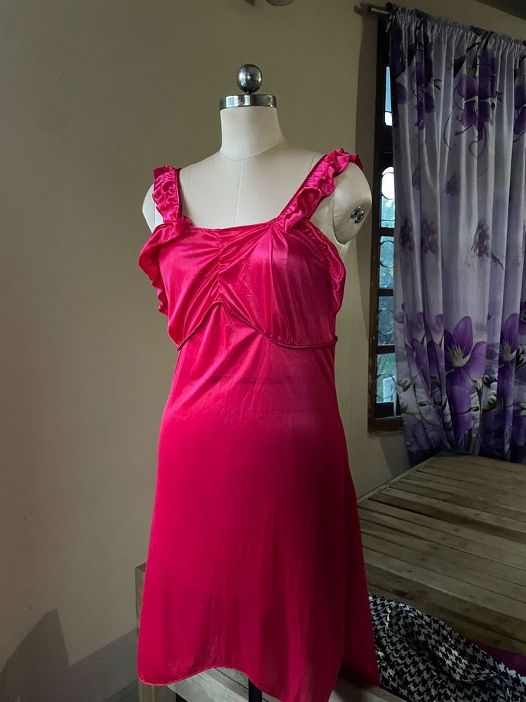 Vintage Pink Ruffle Lingerie Dress