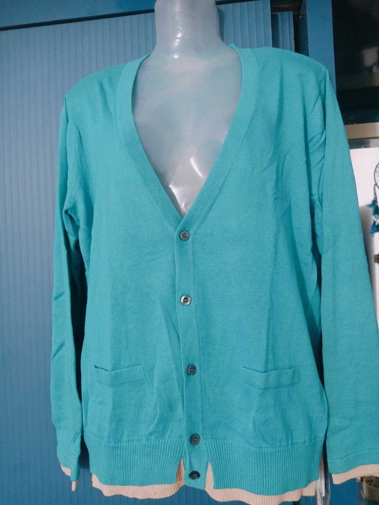 Teal V-Neck Cardigan
