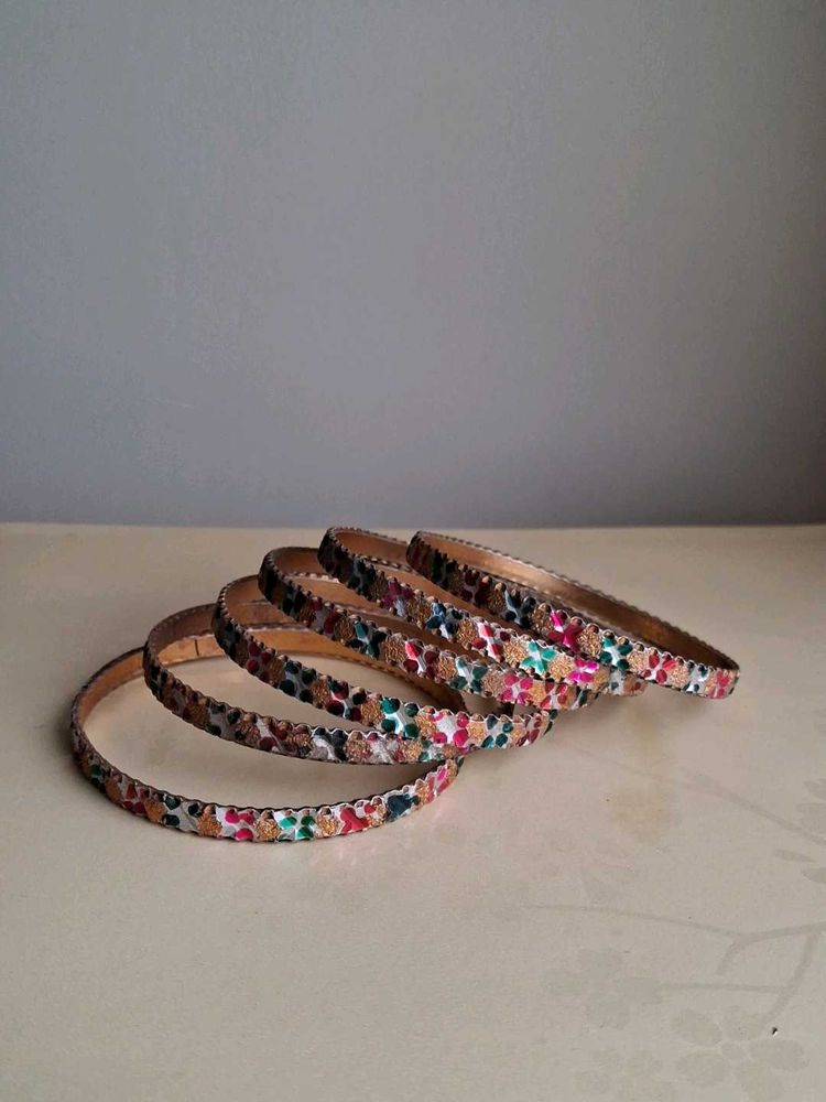 Colorful Embellished 6piece Bangles